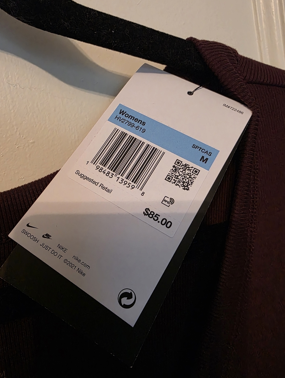 Nike Sportswear Chill Knit Ribbed Long Sleeve Midi Dress NWT Med Burgundy Crush - Picture 10 of 14